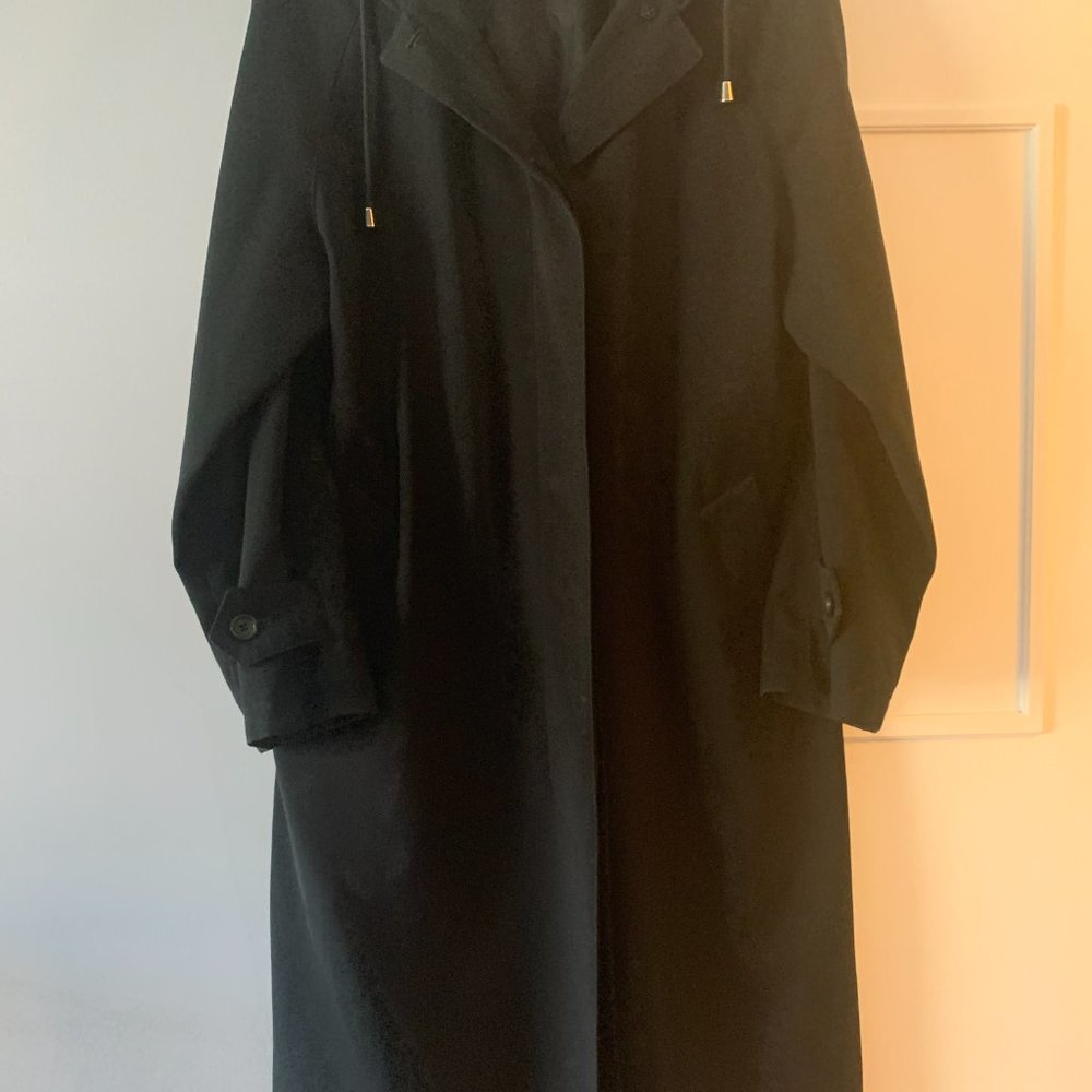 Vintage Burberry Black Long Trench Hooded Coat 14